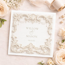 Elfenbein Elegante Barocke Quadratische Hochzeitss