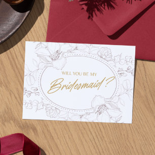 Elfenbein Elegante Florale Brautjungfer-Anfrage Einladung