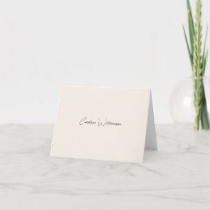 Elfenbein Elegante Handschrift Personalisierter Na Dankeskarte