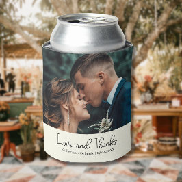 Elfenbein Elegante Hochzeitsliebe und Dank Foto Dosenkühler