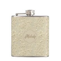 Elfenbein Embossed Floral Vinyl Wrapped Flask