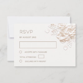 Elfenbein-falsche Papier-Rosen Hochzeit RSVP Karte