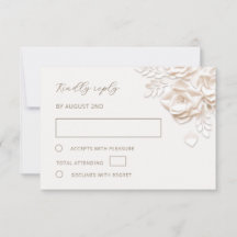 Elfenbein-falsche Papier-Rosen Hochzeits-RSVP-Kart