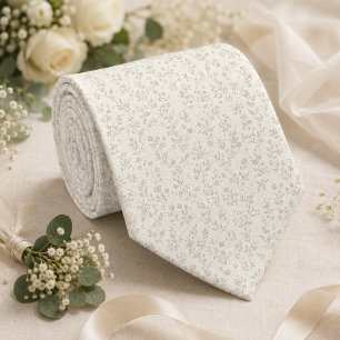Elfenbein-farbene dezente Floral Krawatte