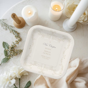 Elfenbein-farbene Vintage-Buch-Neues Kapitel Begin Pappteller