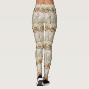 Elfenbein farbige Rosen-Leggings Leggings
