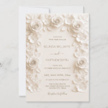 Elfenbein-Faux-Relief-Rosen-Rahmen Hochzeit 