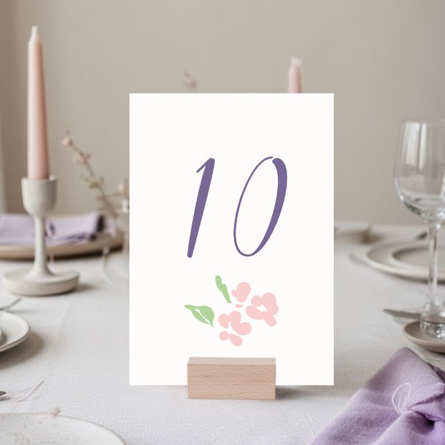 Elfenbein | Florale Hochzeit Tischnummer Flach  (Von Creator hochgeladen)