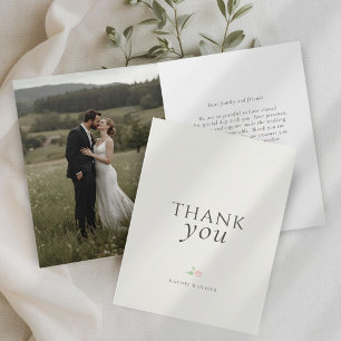 Elfenbein Florale Typografie Hochzeit Dankeskart Dankeskarte