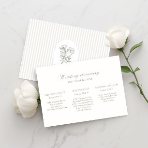 Elfenbein   Florales Hochzeitswochenende-Reiseplan Einladung