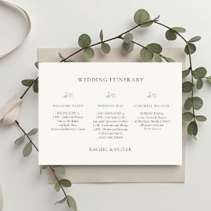 Elfenbein Florales Hochzeitswochenende-Reiseplan Einladung