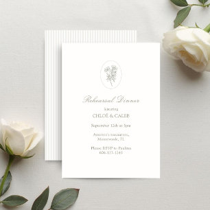Elfenbein Florales Streifenmuster Hochzeitsprobe RSVP Karte