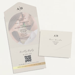 Elfenbein Foto Hochzeit All In One Einladung