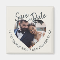 Elfenbein-Foto-Modernschrift Save-the-Date-Karte