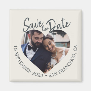 Elfenbein-Foto-Modernschrift Save-the-Date-Karte Magnet