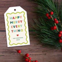 Elfenbein Frohe Weihnachten Wellige Geschenkkarte