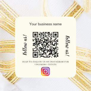 Elfenbein-Geschäftsname QR-Code Instagram Quadratischer Aufkleber
