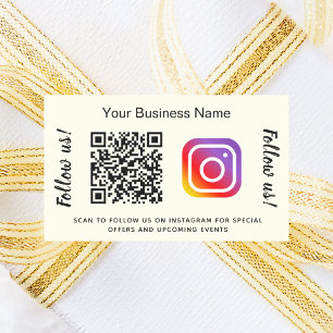 Elfenbein-Geschäftsname QR-Code Instagram Rechteckiger Aufkleber