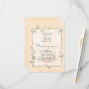 Elfenbein Glänzender Eleganter Funkelnder Rahmen  RSVP Karte