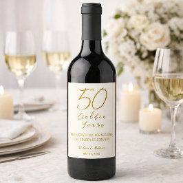 Elfenbein-Gold 50. goldene Jubiläumsfeier  Weinetikett