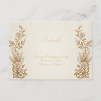 Elfenbein-Gold-Hochzeits-Detailkarte Elegant Klass Begleitkarte