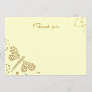 Elfenbein & Gold Libelle Pointillismus Flach Danke