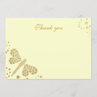 Elfenbein & Gold Libelle Pointillismus Flach Danke