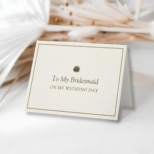 Elfenbein-Gold-Palm-Brautjungfer-Hochzeitstag-Kart Dankeskarte