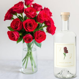 Elfenbein-Gold-Rosen-Hochzeit Alkoholflaschenetikett