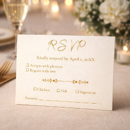 Elfenbein Goldene Hochzeit Antwortkarte RSVP Karte