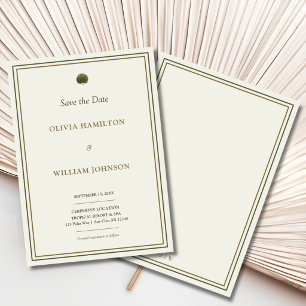 Elfenbein & Goldene Palm-Hochzeit Save the Date