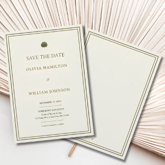 Elfenbein & Goldene Palm-Hochzeit Save the Date