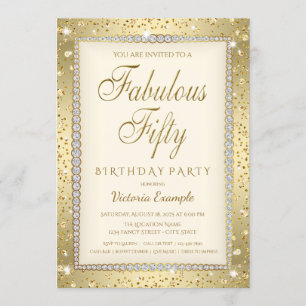 Elfenbein-Goldfabelhafte 50 Geburtstags-Einladung Einladung