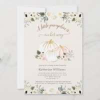 Elfenbein-Goldkürbis-Babydusche Einladung