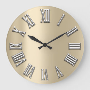 Elfenbein-graues graues Metallgraue silberne Große Wanduhr