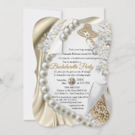 Elfenbein, Grün, Blau, Gold, Seide und Perlen Brau Einladung