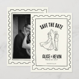 Elfenbein Handgezeichnete Illustration Hochzeit Mi Save The Date