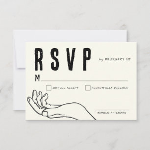 Elfenbein-Handzeichnung Minimalistische Hochzeit RSVP Karte