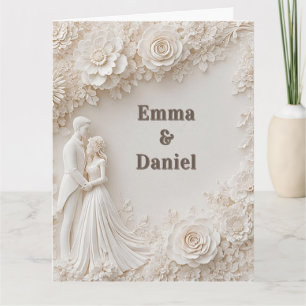 🤍 Elfenbein Hochzeit Blumen Silhouette Rahmen🤍 Karte