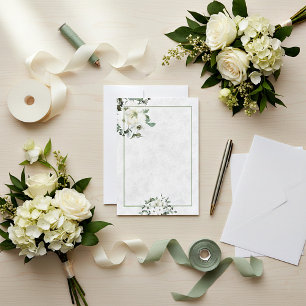 Elfenbein Hochzeit Wasserfarbe floral leer Budget Einladung