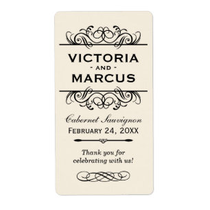 Elfenbein Hochzeit Wein Flasche Monogram Fevor Lab