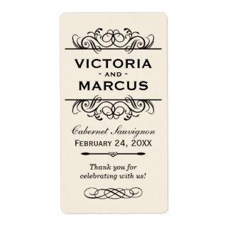 Elfenbein Hochzeit Wein Flasche Monogram Fevor Lab