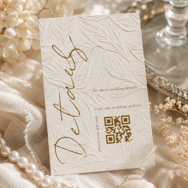 Elfenbein Hochzeitsdetails mit einfachem QR-Code Begleitkarte (Von Creator hochgeladen)