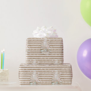 Elfenbein-Hochzeitsdusche-Hochzeitstorte Glitterst Geschenkpapier