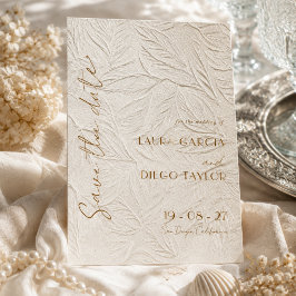 Elfenbein-Hochzeitsfoto mit Blumenmuster Save The Date