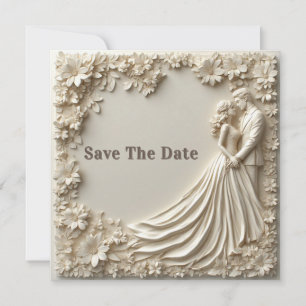 🤍 Elfenbein-Hochzeitsrahmen-Thema mit geschichtet Save The Date