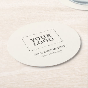 Elfenbein individuell bedruckt mit Firmenlogo für  Runder Pappuntersetzer