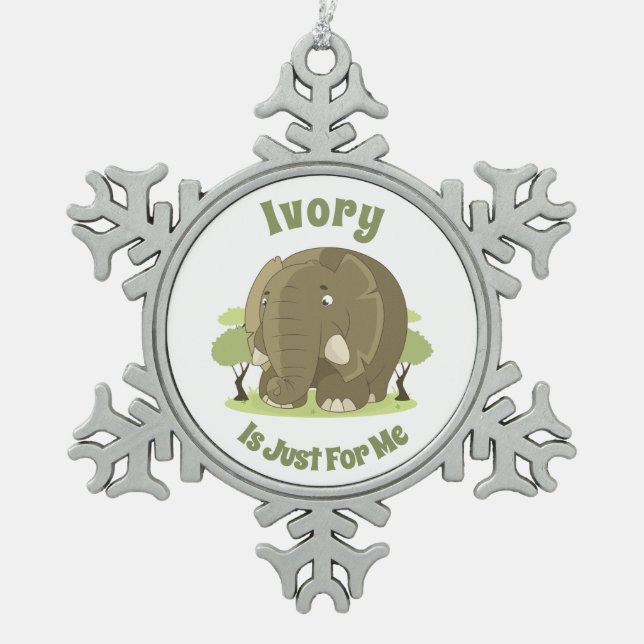 Elfenbein ist nur für mich Schneeflocke Gerahmte O Schneeflocken Zinn-Ornament (Vorderseite)