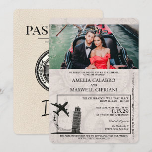 Elfenbein Italien Reisepass Hochzeitseinladung Einladung