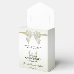 Elfenbein-Juwel-Bogen und -Band 14. Hochzeitstag Geschenkschachtel